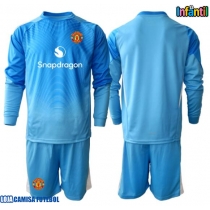 Camisa de Futebol Manchester United Goleiro Equipamento Principal Infantil 2025-26 Manga Comprida (+ Calças curtas)